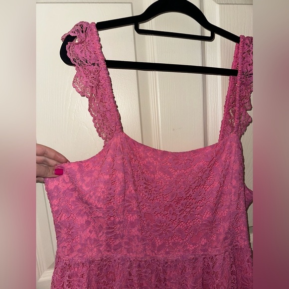 Arula Vibrant Pink Lace sleeveless maxi Dress B 2X spring summer vacation - Picture 3 of 9